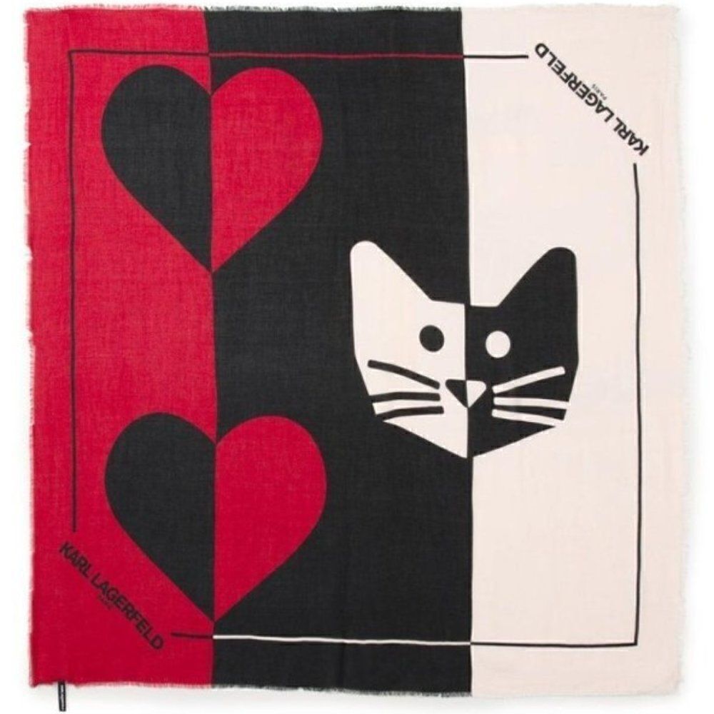 NWT Karl Lagerfeld Paris Big Chic Multicolor Scarf wit Logo 53"/57" CA#57151